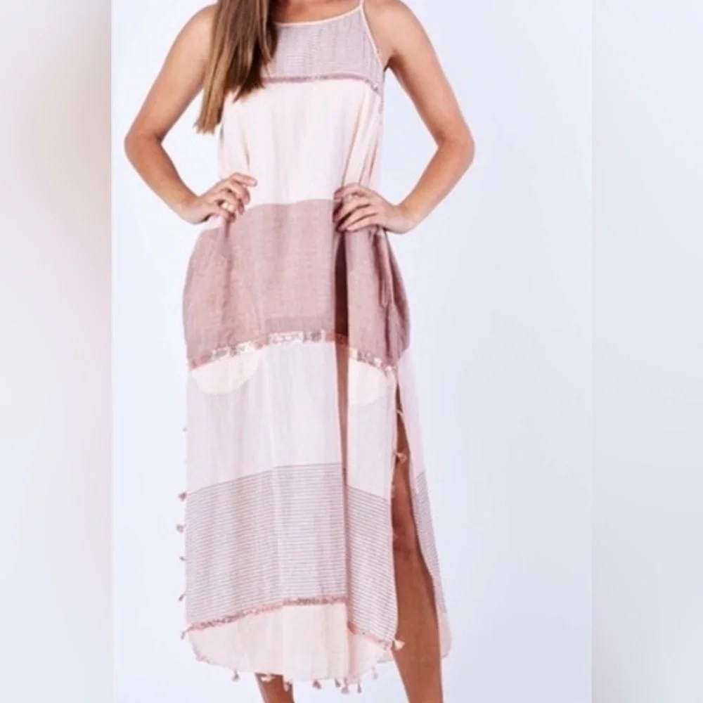 Lula Soul Horizon Maxi in Hazel size Medium Sequined Lined Sheer Resortwear - Picture 1 of 13
